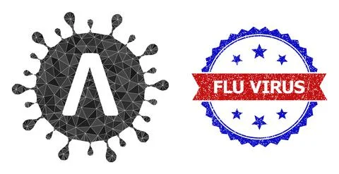 Bicolor Distress Stamp with Lambda Coronavirus Strain Polygonal Lowpoly Icon Stock Illustration