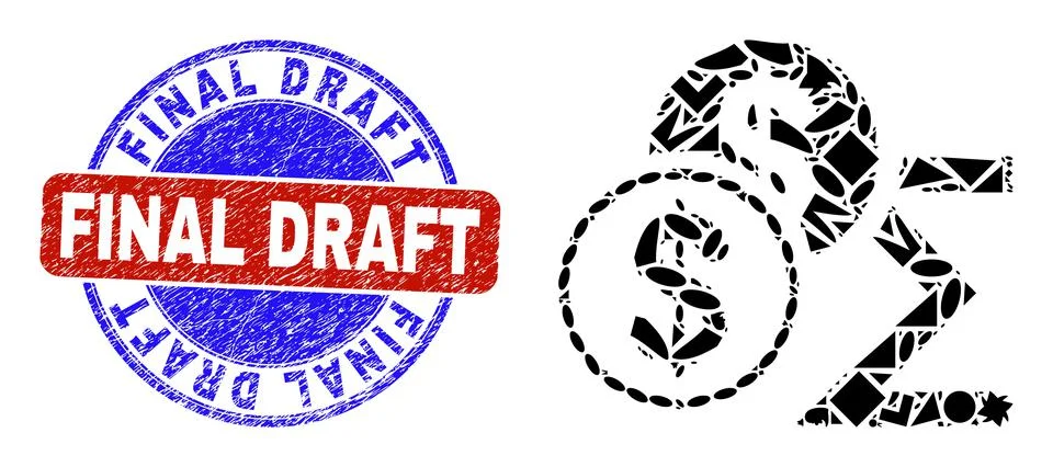 Bicolor Grunge Final Draft Stamp and Geometric Mosaic Dollar Sum Icon Illustrazione stock
