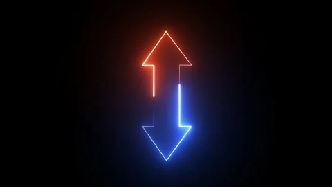 Bicolor Neon Two Way Arrow Financial Exchange Concept Tech Stock Footage 325986805