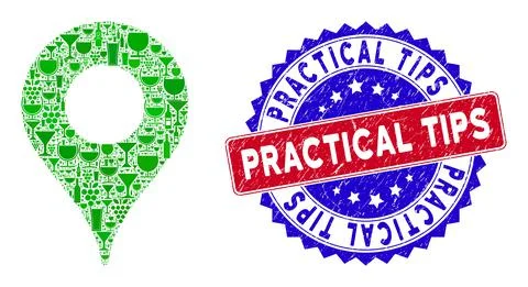 Bicolor Practical Tips Textured Seal Stamp with Map Pointer Icon Alcohol Stock Illustration