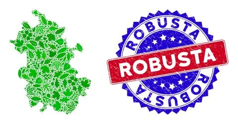 Bicolor Robusta Textured Rubber Stamp with Eco Green Mosaic of Anhui Province Stock Illustration