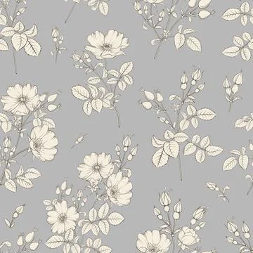 Bicolor rose floral pattern. Modern botanical design Stock Illustration