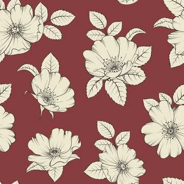 Bicolor rose floral pattern. Modern botanical design Stock Illustration