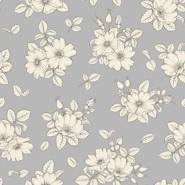 Bicolor rose floral pattern. Modern botanical design Stock Illustration