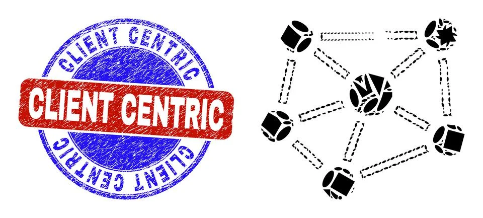 Bicolor Rubber Client Centric Stamp And Geometric Mosaic Relations Icon イラスト素材