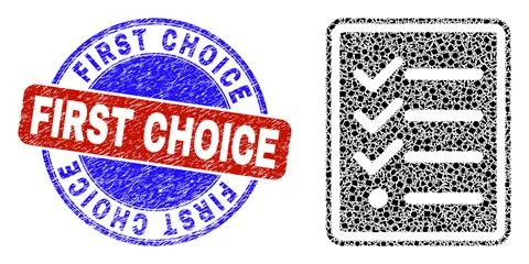 Bicolor Rubber First Choice Badge And Geometric Mosaic Task List Page Icon 스톡 일러스트