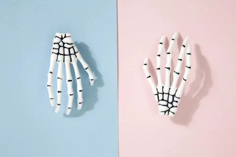 Bicolor skeleton hand Stock Photos