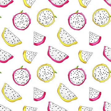 Bicolor slices of dragon fruit pattern Stock Illustration
