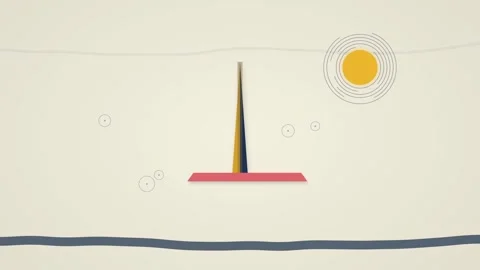 Bicolored Triangle Spire and Sun with Concentric Rings Minimalist Stock Footage 335090973