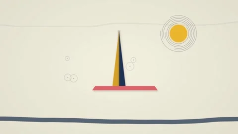 Bicolored Triangle Spire and Sun with Concentric Rings Minimalist 4K Stock Footage 335090974