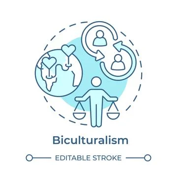 Biculturalism soft blue concept icon Illustrazione stock