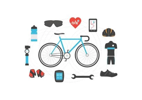 Bicycle accessories Illustrazione stock