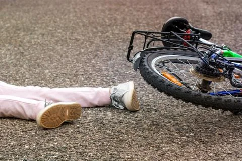 Bicycle accident concept Stock Photos