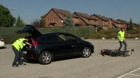 Bicycle accident Stock Footage 54685455