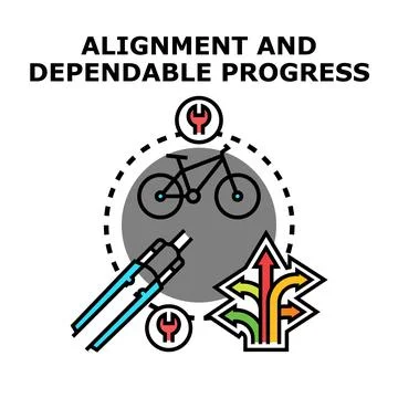 Bicycle alignment and progress concept for dependable journey Stock Illustration