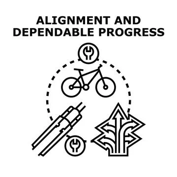 Bicycle alignment and progress concept for dependable journey Stock Illustration