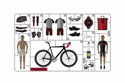 Bicycle and accessories , vector set Stock Illustration