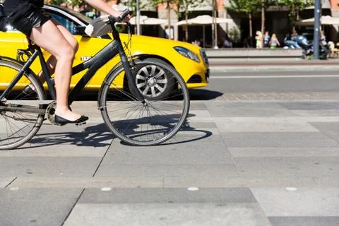 Bicycle and cab Stock Photos