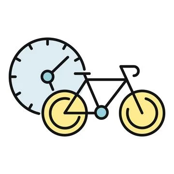 Bicycle and clock representing fast delivery timing service 库存插图