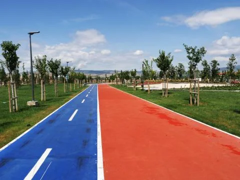 Bicycle and walking path Stock Photos