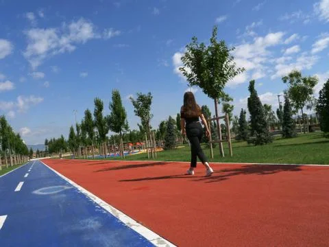 Bicycle and walking path Stock Photos