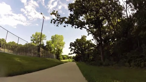 Bicycle and Walking Trail Shot with Action Camera from Handlebar - Kansas City Stock Footage