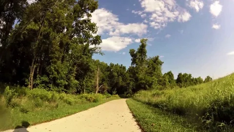 Bicycle and Walking Trail Shot with Action Camera from Handlebar - Kansas City Stock Footage