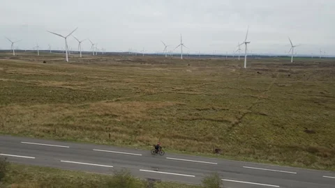 Bicycle and windfarm Stock Footage 337245022
