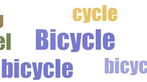 Bicycle Animated Word Cloud Isolated Stock Footage 107234763