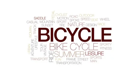 Bicycle animated word cloud, text design animation. Kinetic typography. Stock Footage 77440179