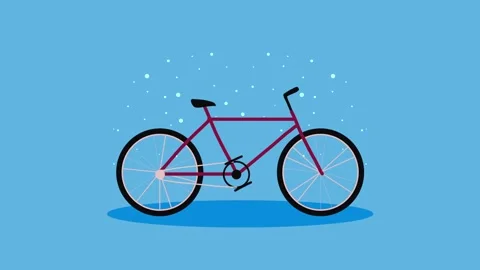 Bicycle animation on blue background with falling snow particles for winter.. Stock Footage 339115151