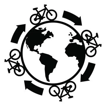 Bicycle around the globe Stock Illustration