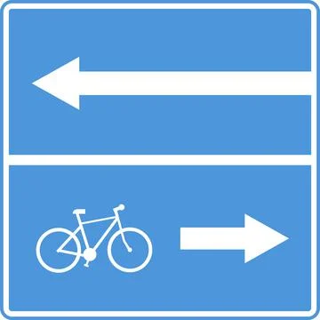 A bicycle with an arrow on a blue background. Stock Illustration