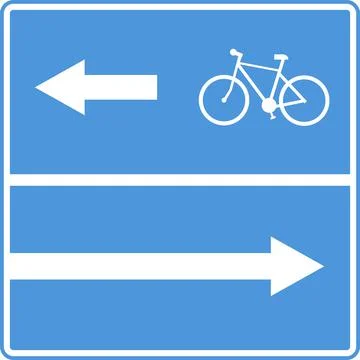 A bicycle with an arrow on a blue background. Stock Illustration