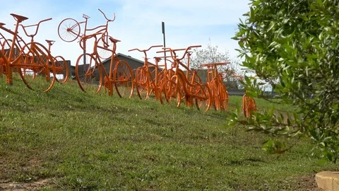 Bicycle art composition on the Longview trail. Stock Footage 107439408