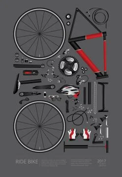 Bicycle Assembly Poster Advertising Vector Illustration Stock Illustration