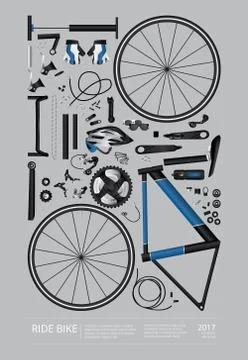 Bicycle Assembly Poster Advertising Vector Illustration Stock Illustration