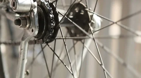 Bicycle Back Wheel &amp; Cog Stock Footage 8825394