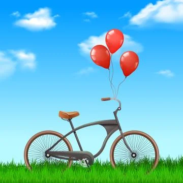Bicycle With Balloons Stock Illustration
