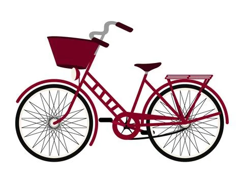 Bicycle with basket on handlebar vector element for illustration Stock Illustration