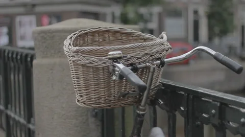 Bicycle with a basket on the handlebars Stock Footage 36804430