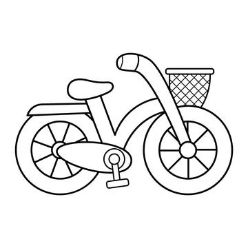 Bicycle with Basket Outline Stock Illustration