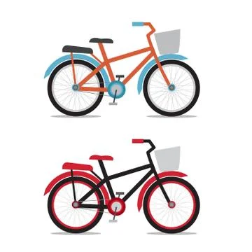 Bicycle with baskets in flat style Stock Illustration