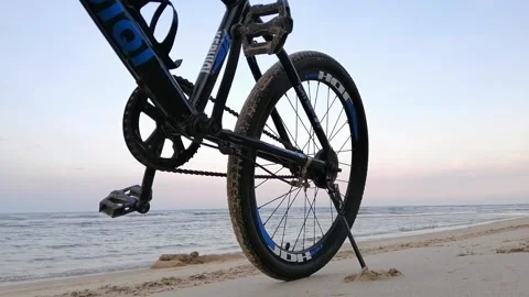 Bicycle on the beach close up footage Stock Footage 161365313