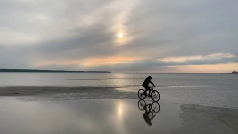 Bicycle on the Beach in the Water Stock-Footage 154656108