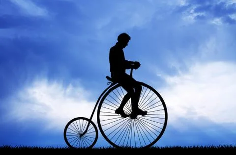 Bicycle with big wheel Stock Illustration