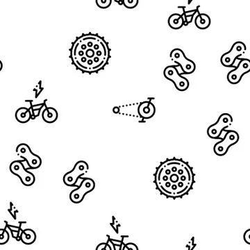 Bicycle Bike Details Seamless Pattern Vector Stock Illustration