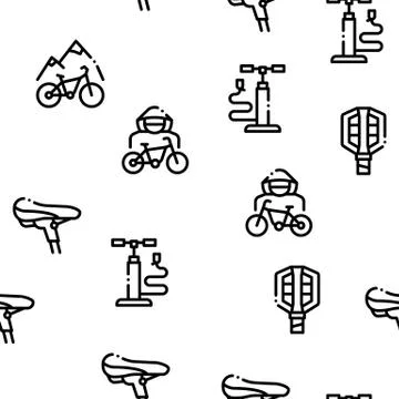 Bicycle Bike Details Seamless Pattern Vector Illustrazione stock