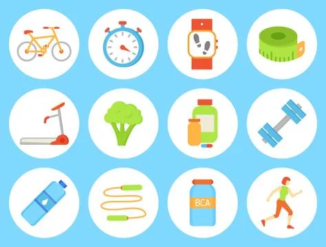 Bicycle Bottle and Timer Set Vector Illustration 库存插图