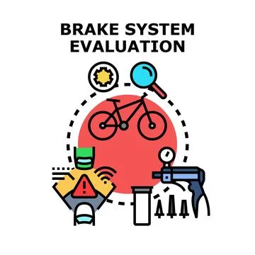 Bicycle brake system evaluation and maintenance process Illustrazione stock